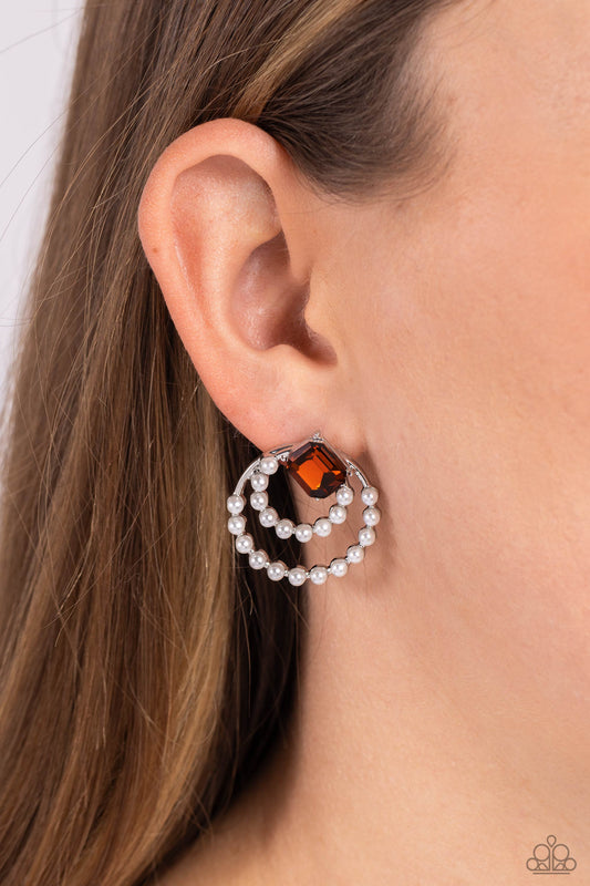 Double Standard Brown hoop earrings, alternate view