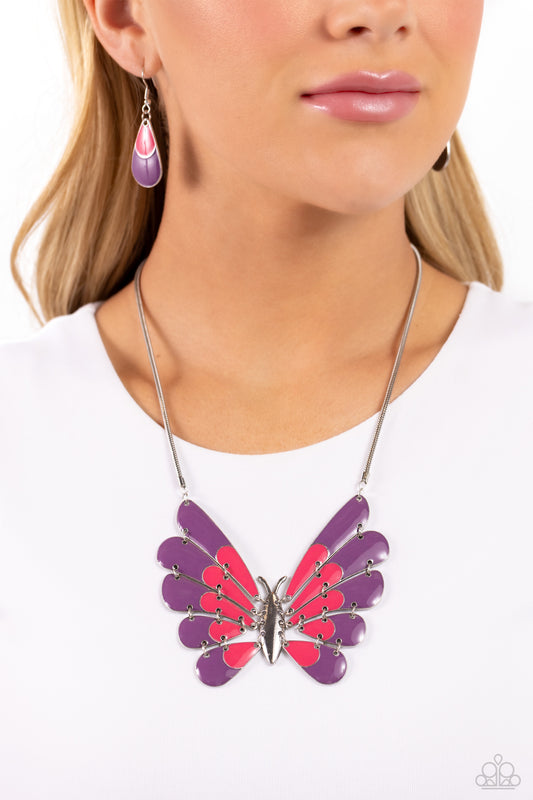 Moth Maven Purple statement necklace, alternate view