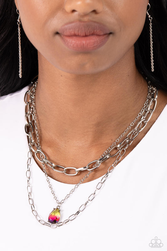 Teardrop Tiers Multi choker necklace, alternate view