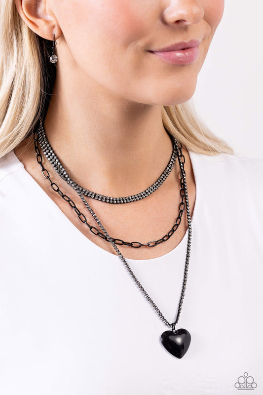 Caring Cascade Black pendant necklace, alternate view