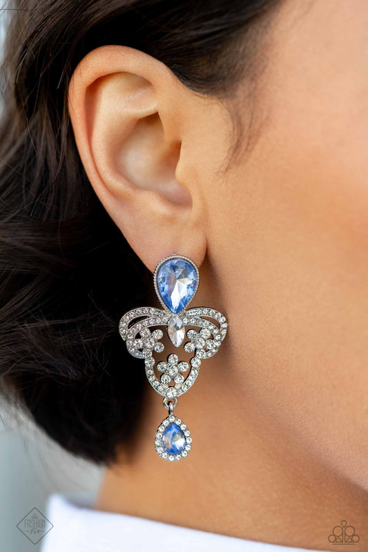 Giving Glam Blue post earrings, alternate view