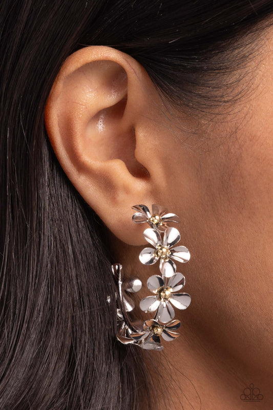 Floral Flamenco Silver hoop earrings, alternate view