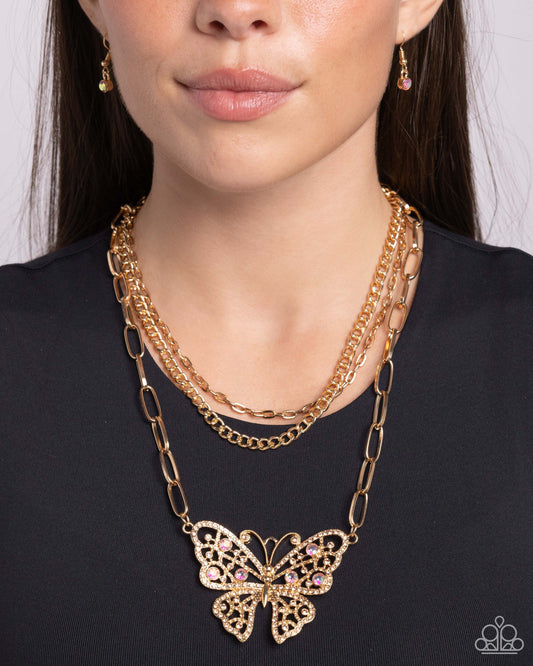 Winged Wonder Gold statement necklace, alternate view