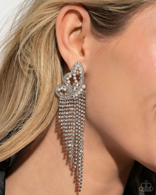 Aerial Accent White post earrings, alternate view