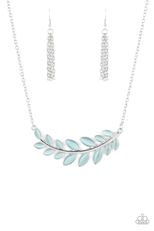 Frosted Foliage Blue statement necklace, alternate view