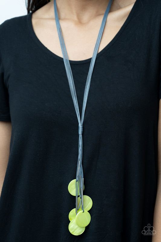 Tidal Tassels Green statement necklace, alternate view