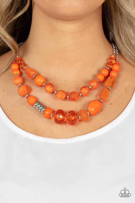 Pina Colada Paradise Orange statement necklace, alternate view